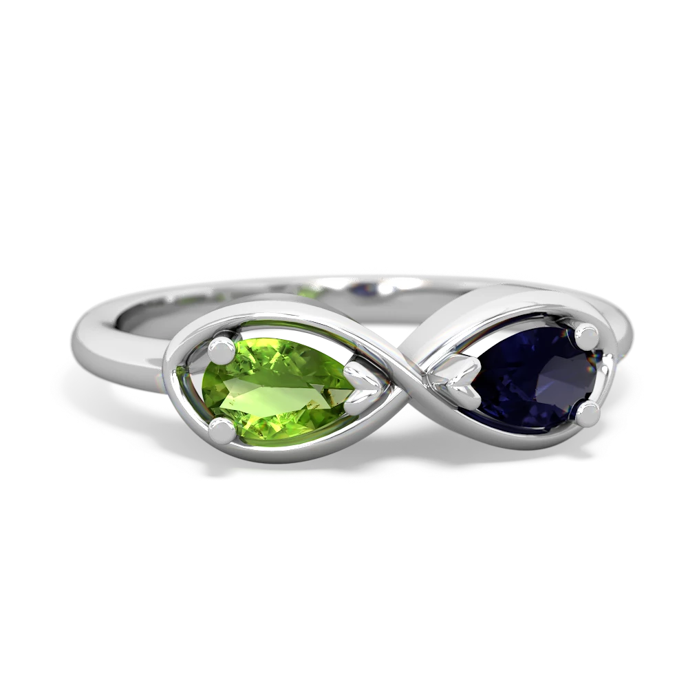 Peridot Infinity 14K White Gold ring R5050