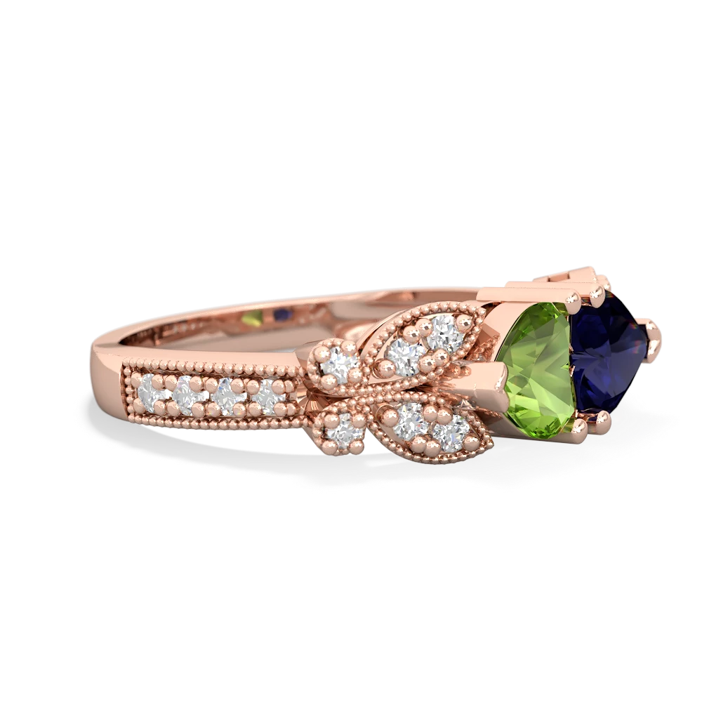 Peridot Diamond Butterflies 14K Rose Gold ring R5601