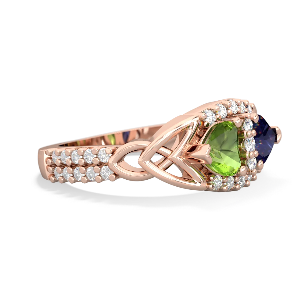 Peridot Sparkling Celtic Knot 14K Rose Gold ring R2645