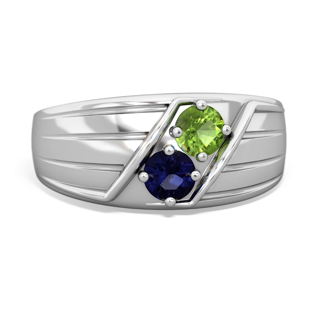 Peridot Men's Streamline 14K White Gold ring R0460