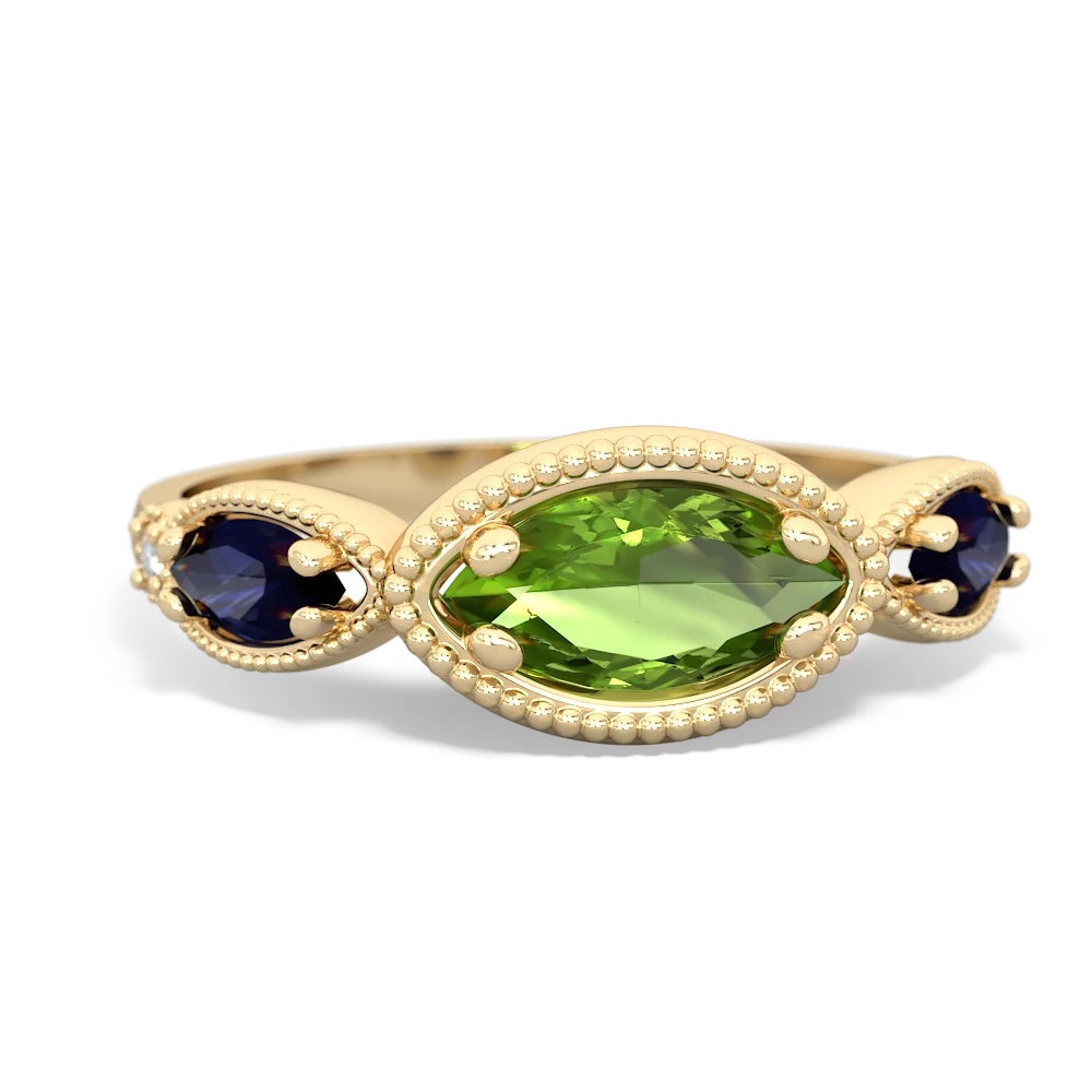 Peridot Milgrain Marquise 14K Yellow Gold ring R5700