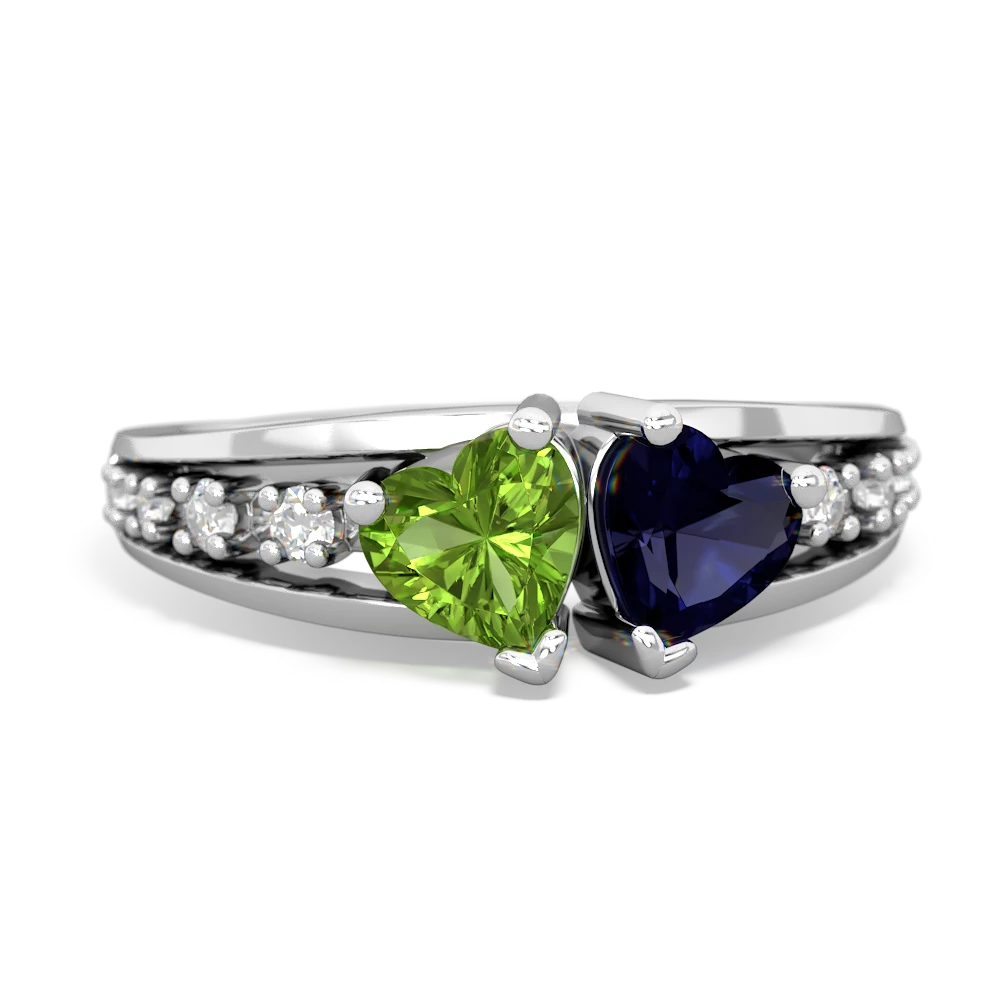 Peridot Heart To Heart 14K White Gold ring R3342