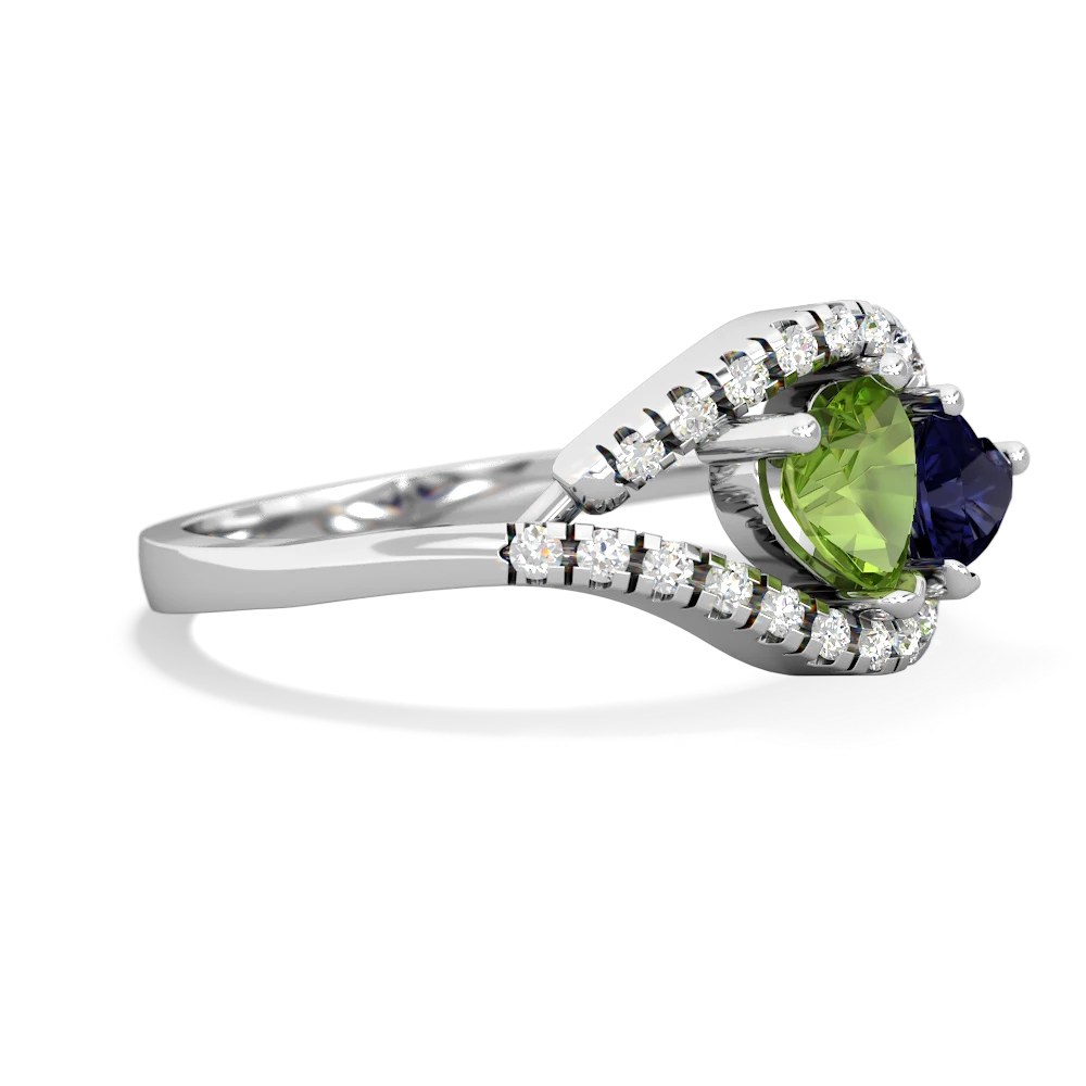 Peridot Mother And Child 14K White Gold ring R3010