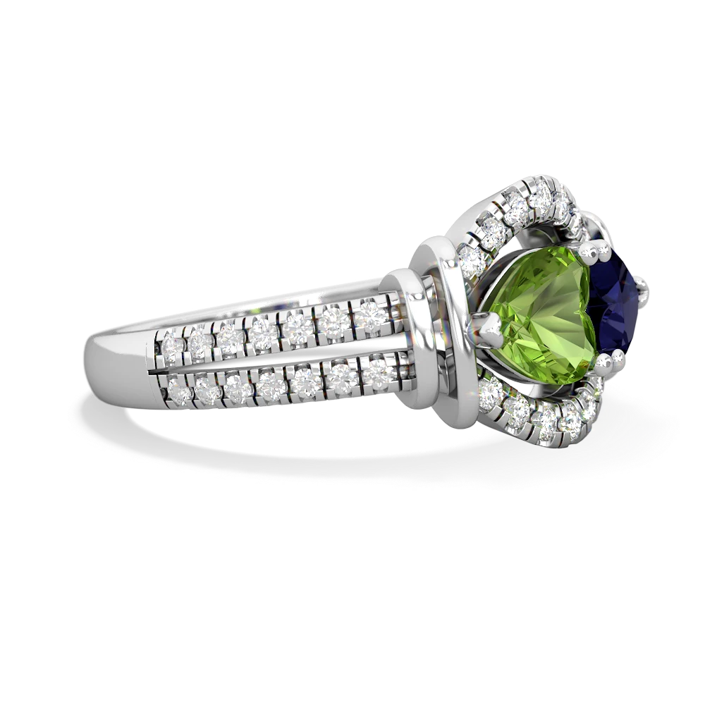 Peridot Art-Deco Keepsake 14K White Gold ring R5630