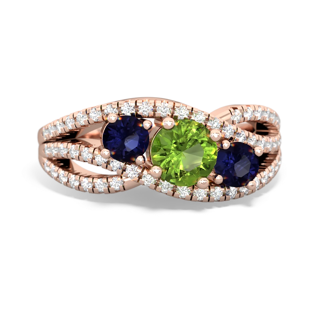 Peridot Three Stone Aurora 14K Rose Gold ring R3080