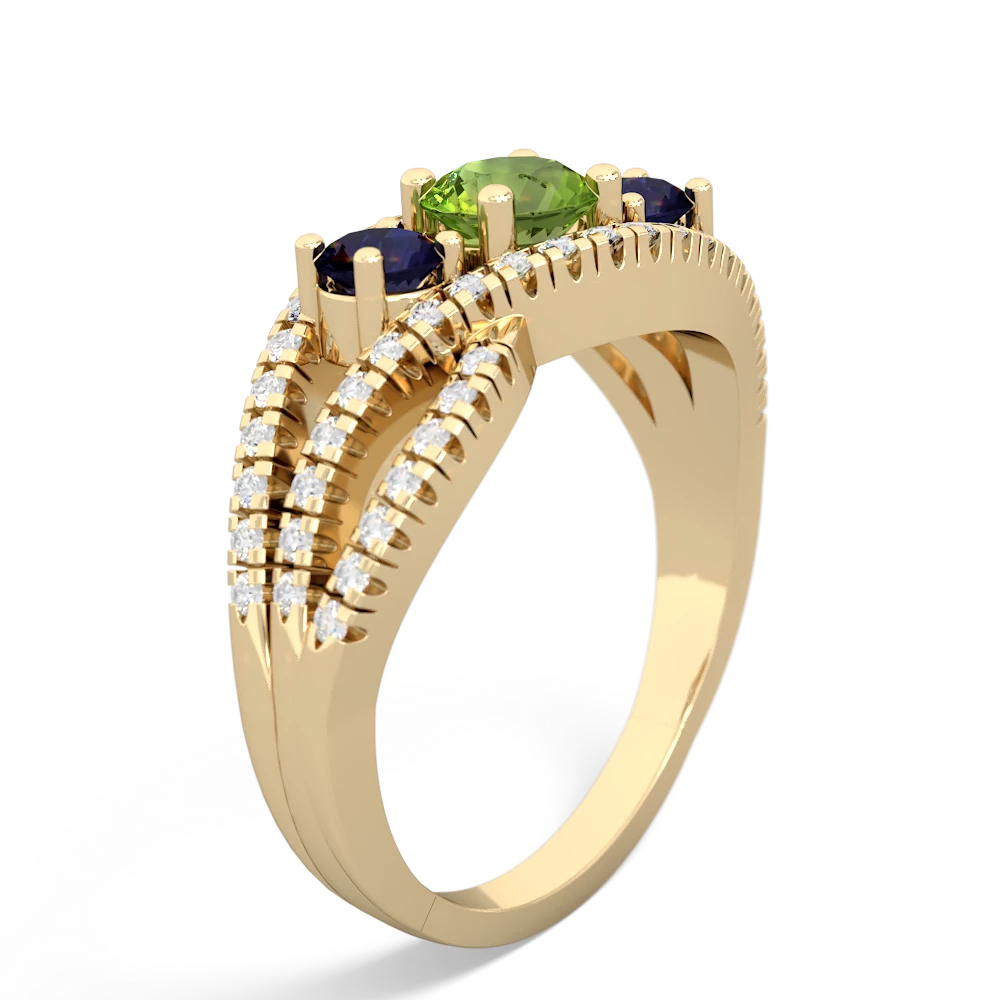 Peridot Three Stone Aurora 14K Yellow Gold ring R3080