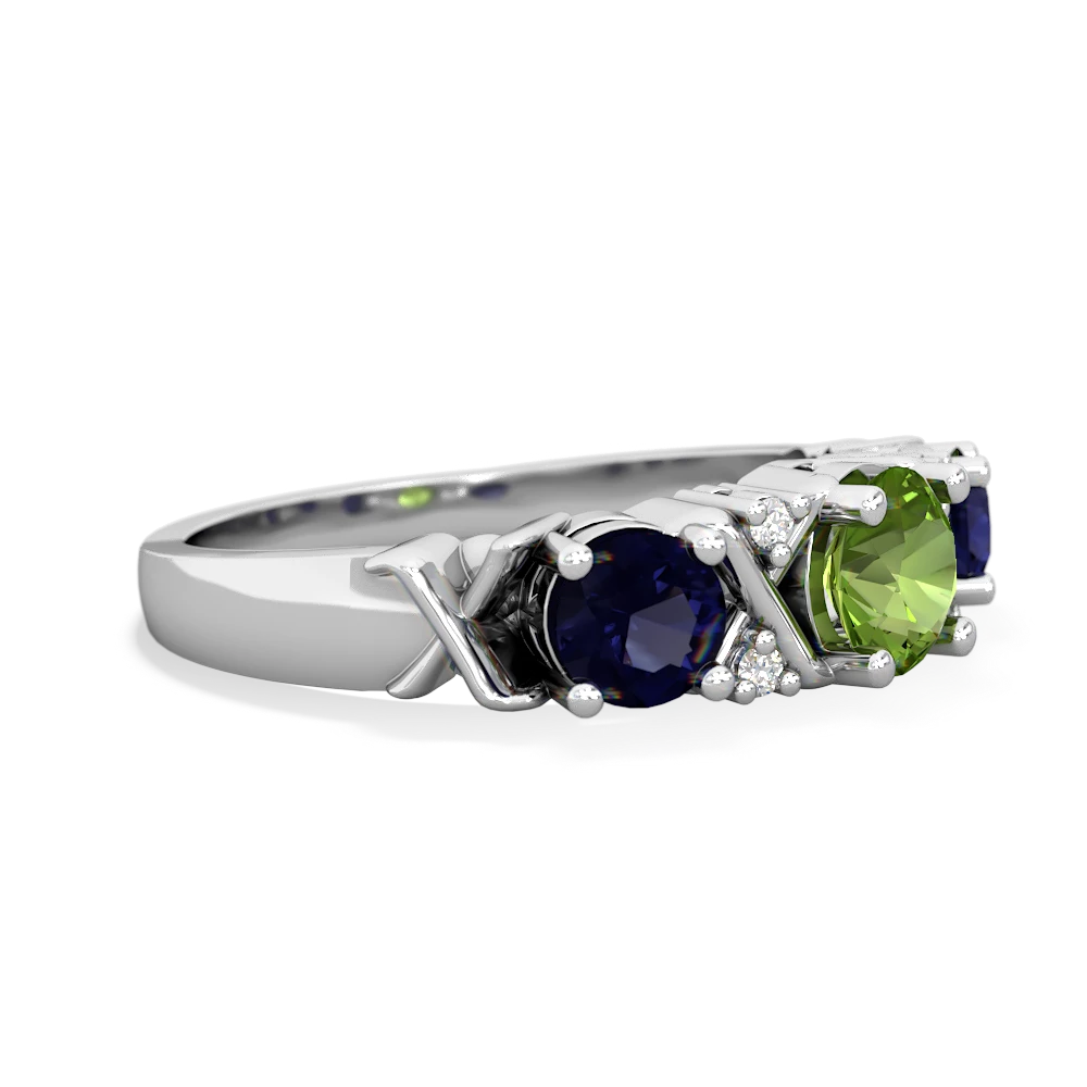 Peridot Hugs And Kisses 14K White Gold ring R5016