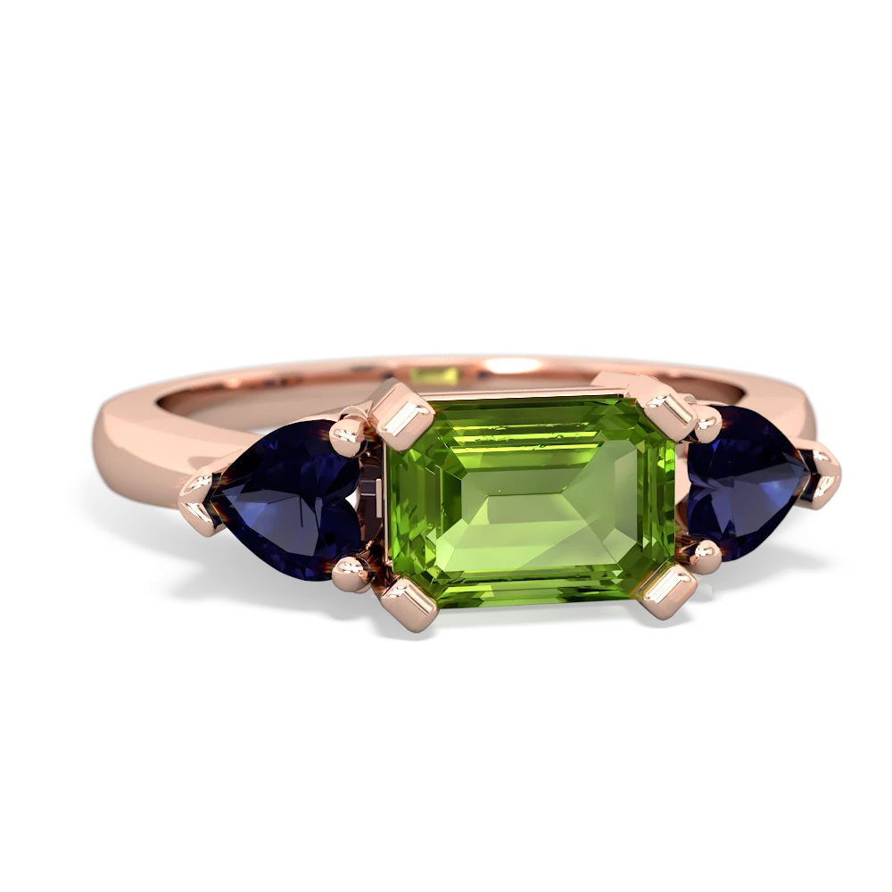 Peridot Three Stone 14K Rose Gold ring R5235