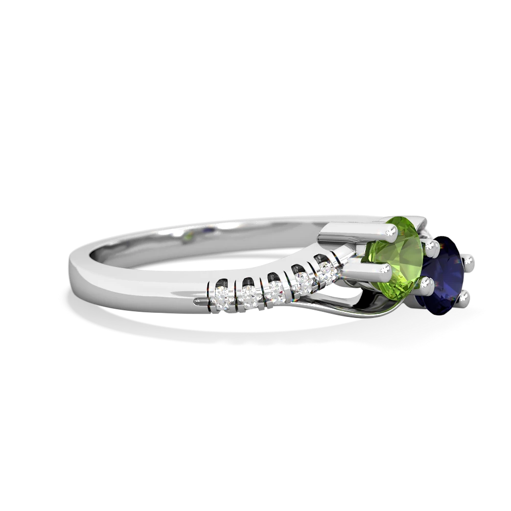 Peridot Infinity Pave Two Stone 14K White Gold ring R5285