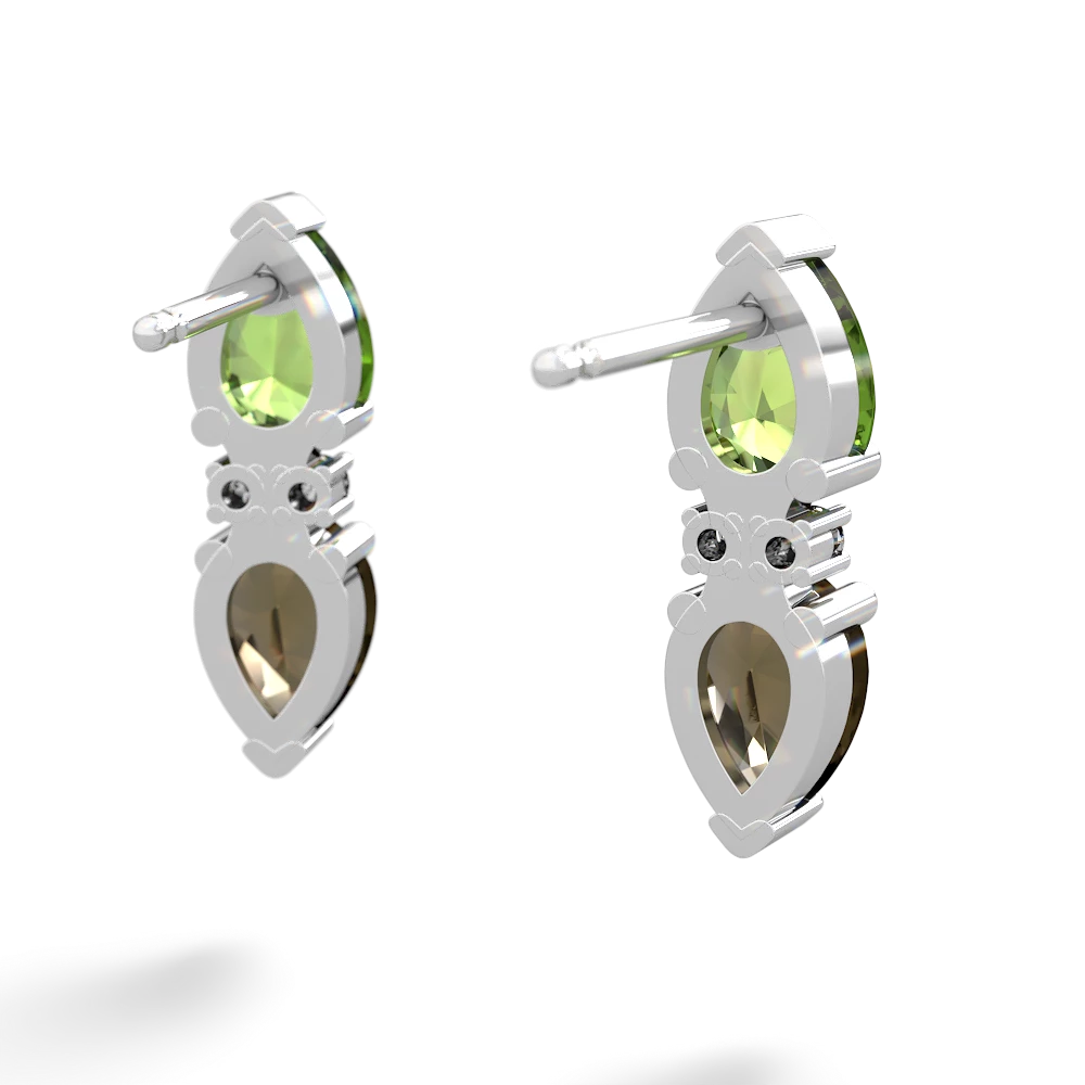 Peridot Bowtie Drop 14K White Gold earrings E0865