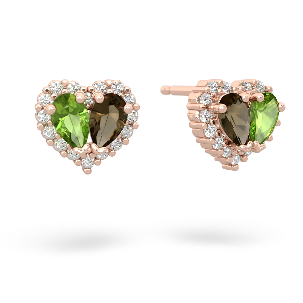 Peridot Halo 14K Rose Gold earrings E7008