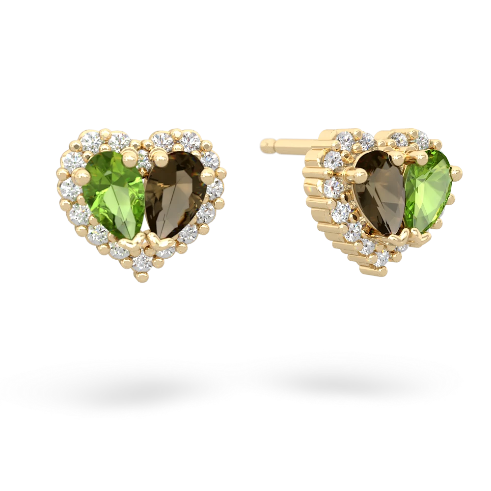 Peridot Halo 14K Yellow Gold earrings E7008