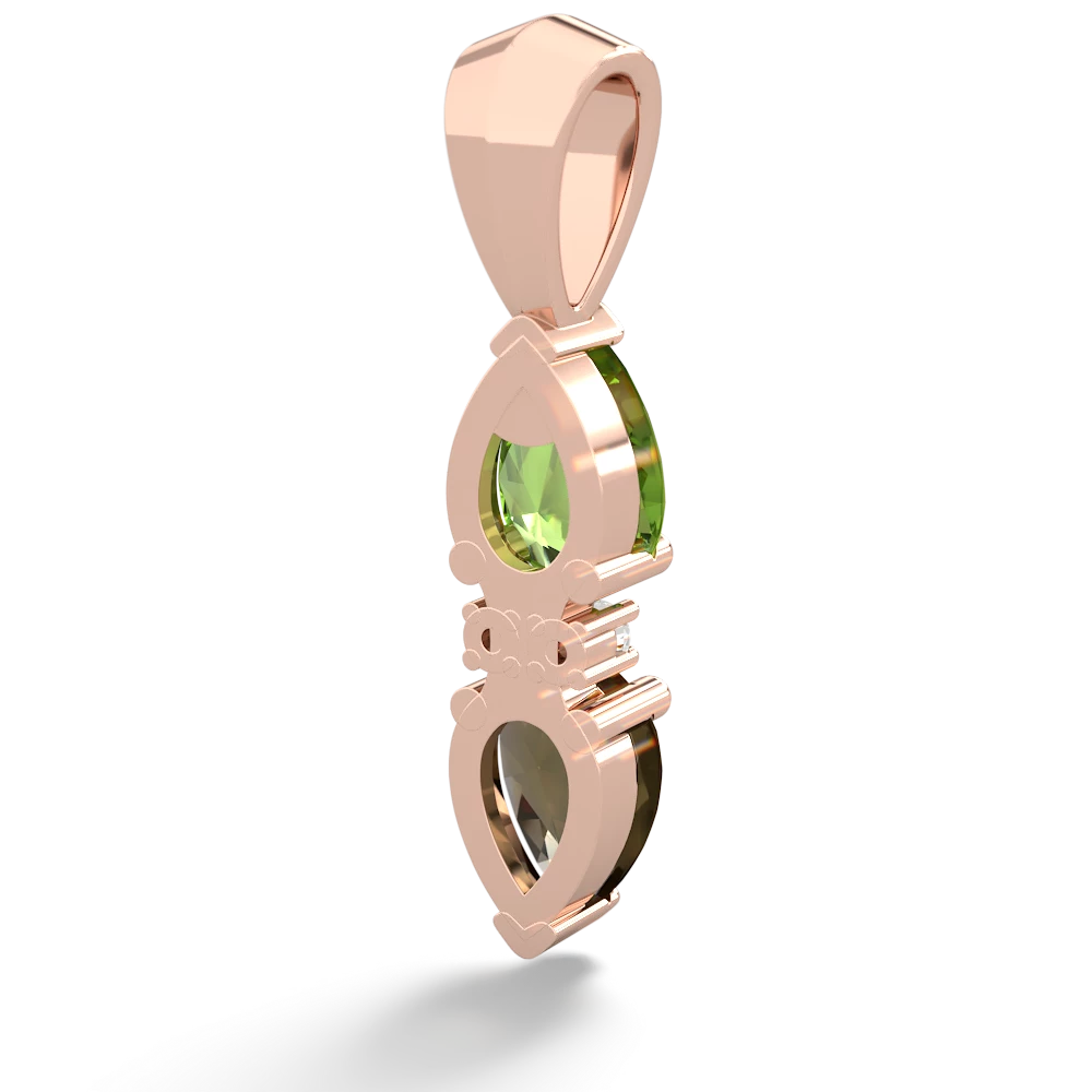 Peridot Bowtie Drop 14K Rose Gold pendant P0865