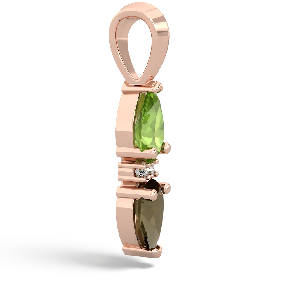 Peridot Bowtie Drop 14K Rose Gold pendant P0865