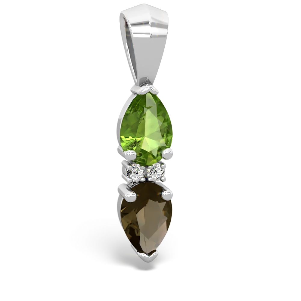 Peridot Bowtie Drop 14K White Gold pendant P0865