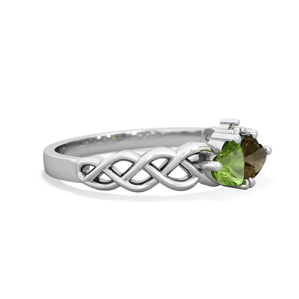 Peridot Heart To Heart Braid 14K White Gold ring R5870