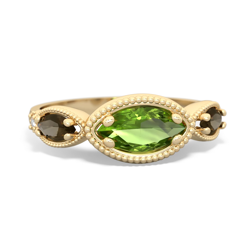 Peridot Milgrain Marquise 14K Yellow Gold ring R5700