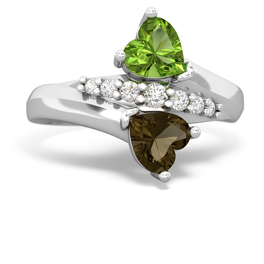 Peridot Heart To Heart 14K White Gold ring R2064