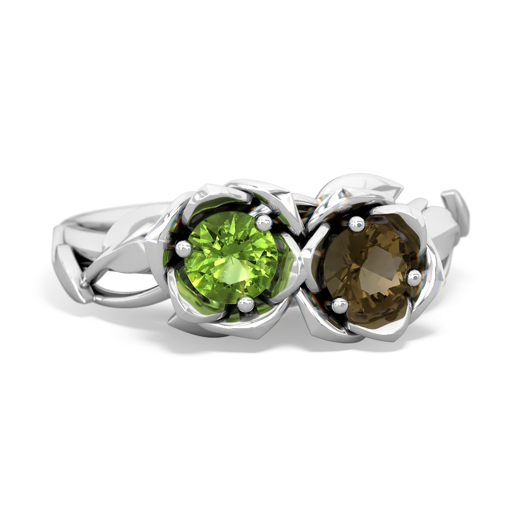 Peridot Rose Garden 14K White Gold ring R5510