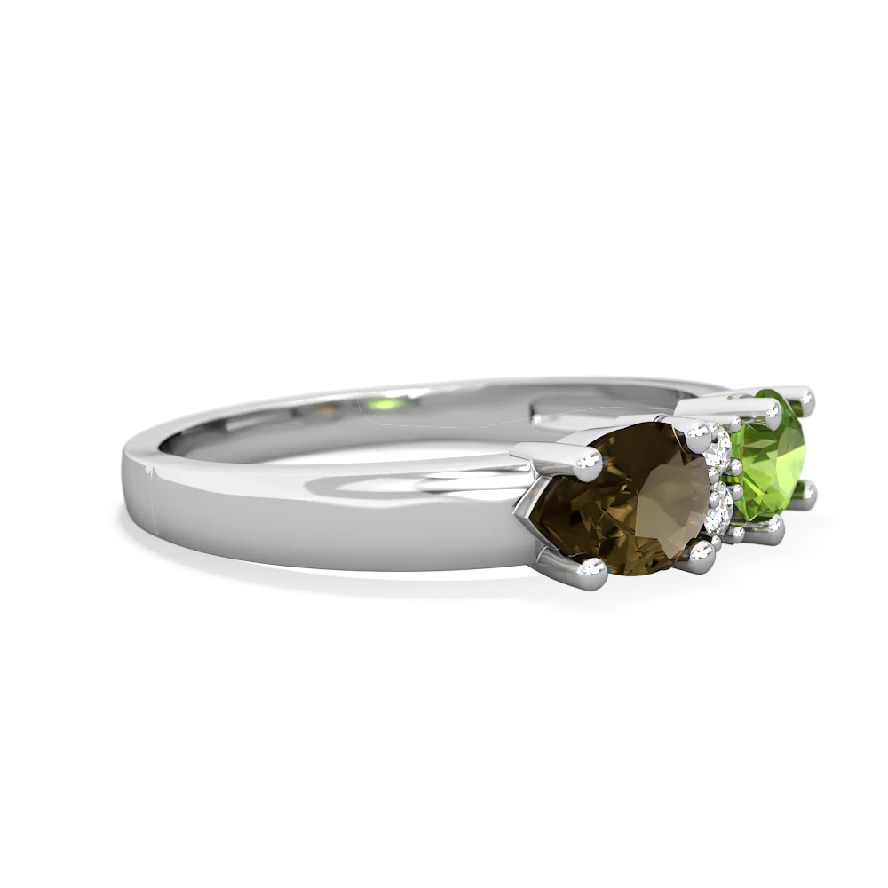 Peridot Pear Bowtie 14K White Gold ring R0865