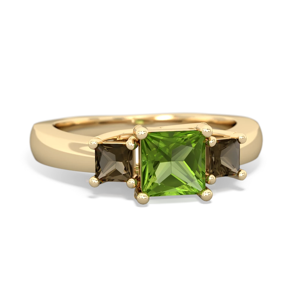 Peridot Three Stone Trellis 14K Yellow Gold ring R4015