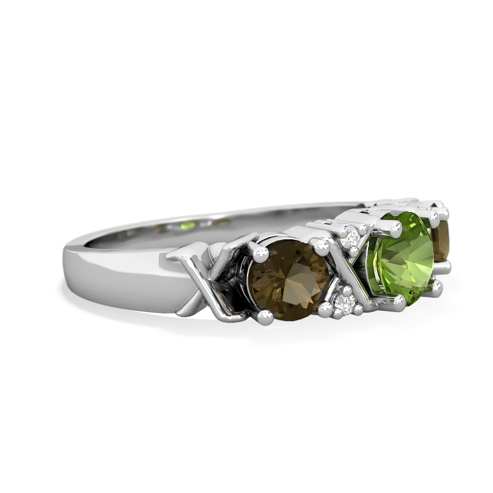 Peridot Hugs And Kisses 14K White Gold ring R5016