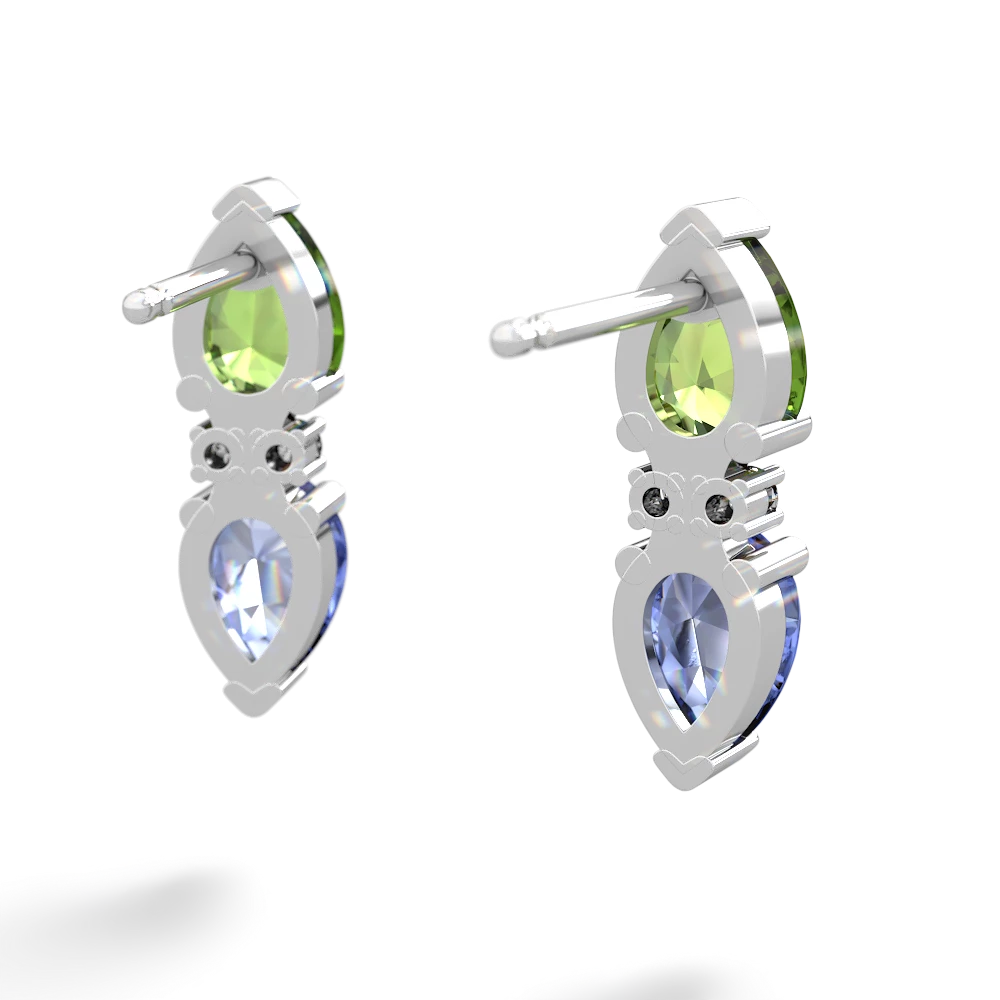 Peridot Bowtie Drop 14K White Gold earrings E0865