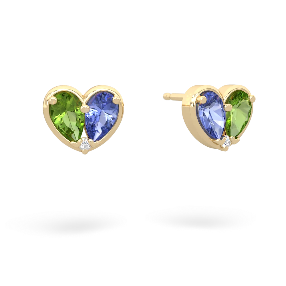 Peridot 'Our Heart' 14K Yellow Gold earrings E5072