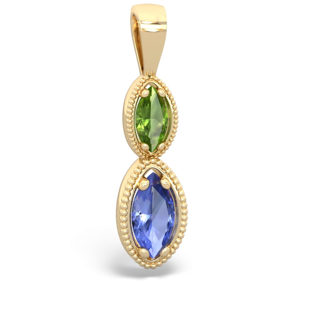 Peridot Antique-Style Halo 14K Yellow Gold pendant P5700