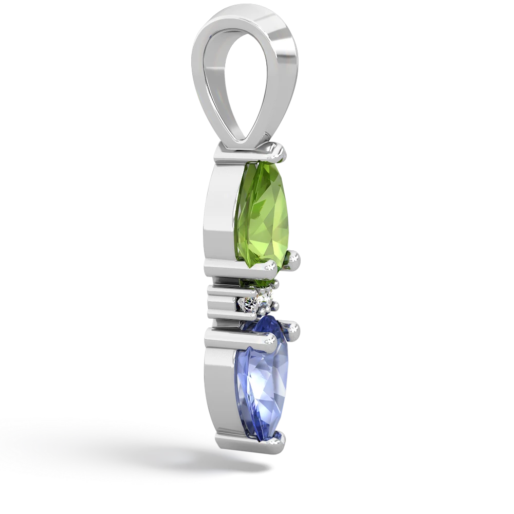 Peridot Bowtie Drop 14K White Gold pendant P0865