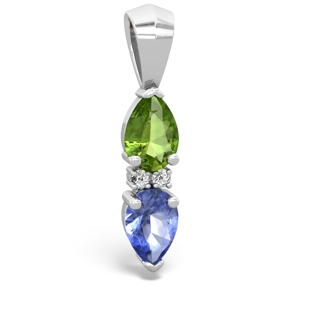 Peridot Bowtie Drop 14K White Gold pendant P0865