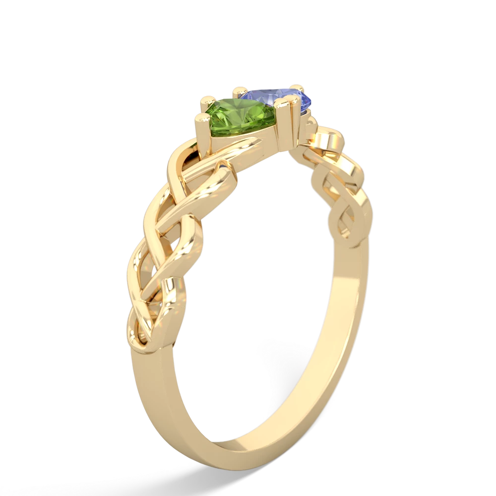 Peridot Heart To Heart Braid 14K Yellow Gold ring R5870