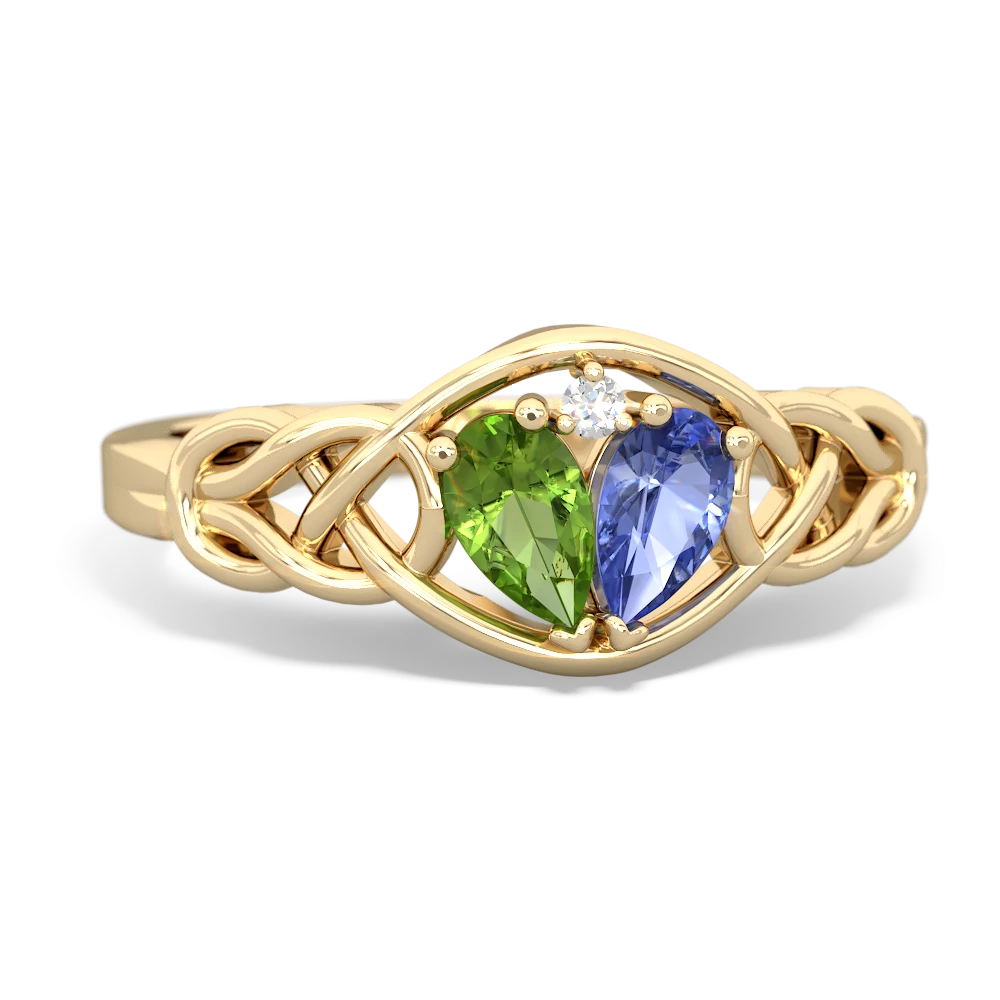 Peridot Celtic Love Knot 14K Yellow Gold ring R5420