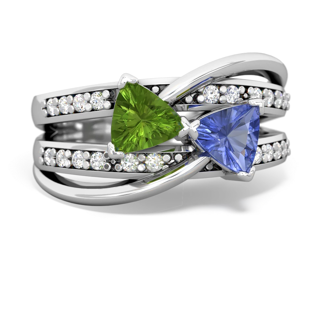 Peridot Bowtie 14K White Gold ring R2360