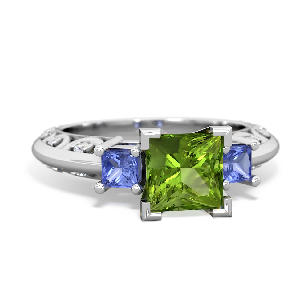 Peridot Eternal Embrace Engagement 14K White Gold ring C2001