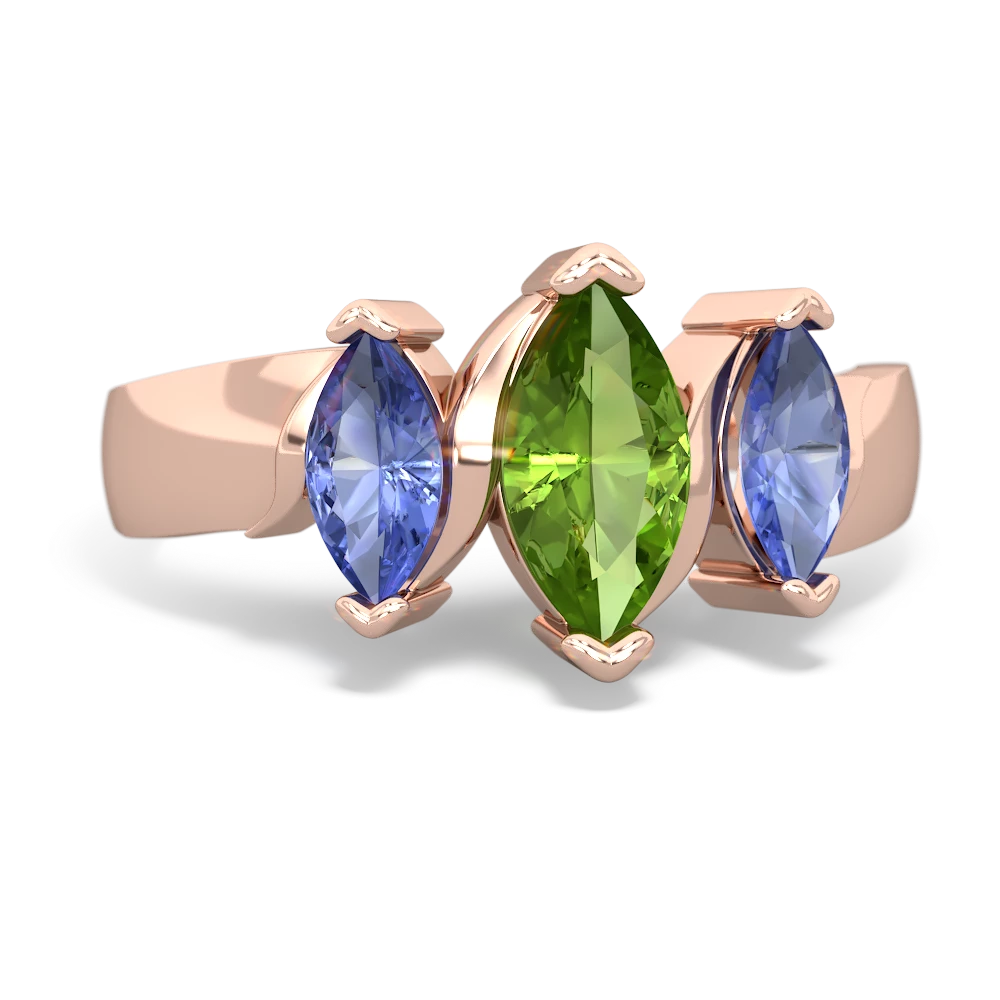 Peridot Three Peeks 14K Rose Gold ring R2433