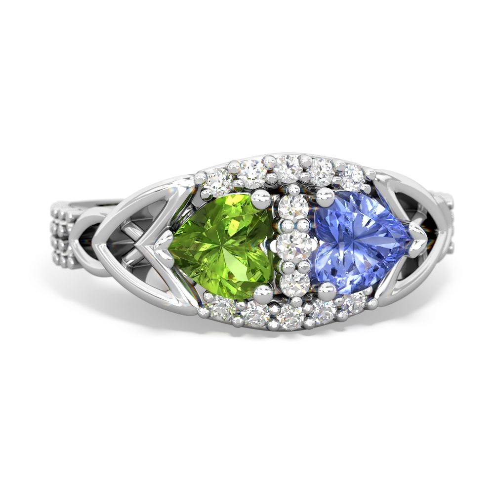 Peridot Sparkling Celtic Knot 14K White Gold ring R2645