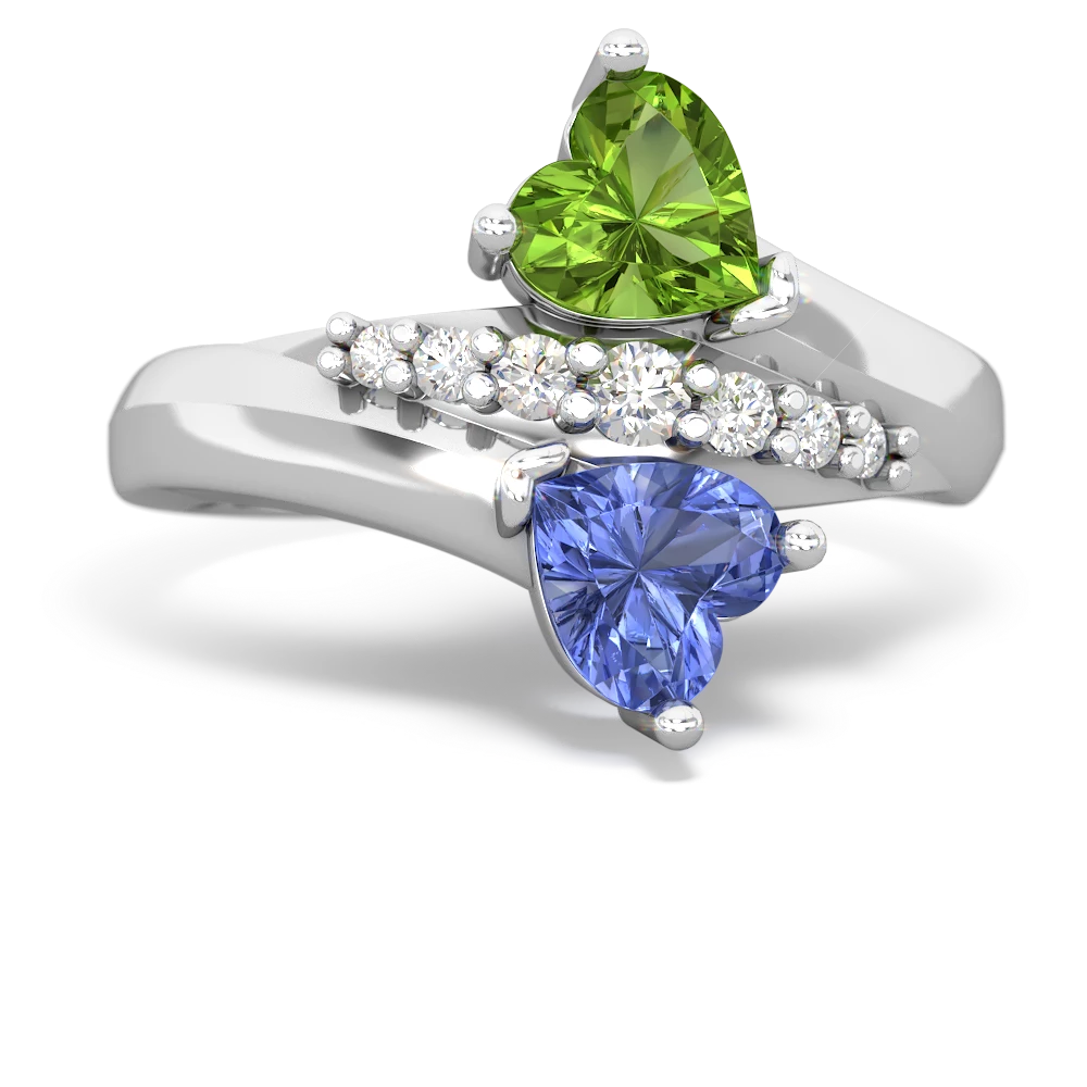 Peridot Heart To Heart 14K White Gold ring R2064