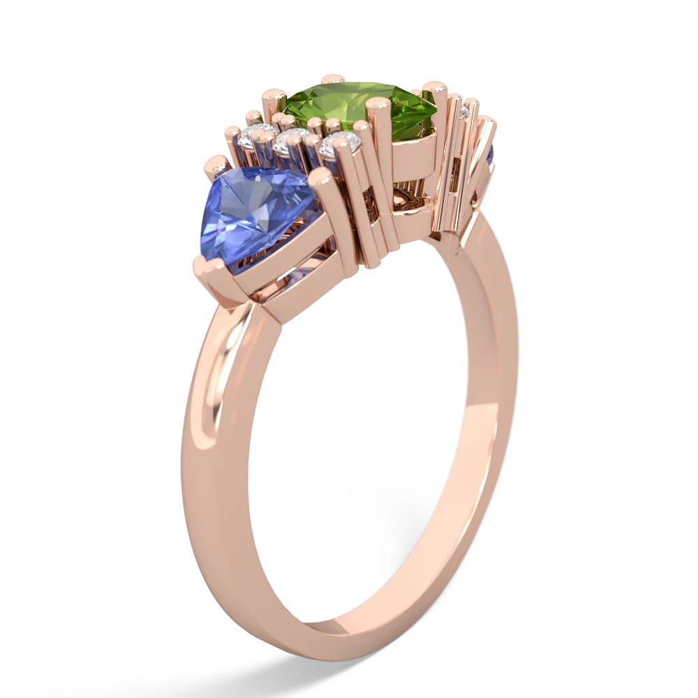 Peridot Antique Style Three Stone 14K Rose Gold ring R2186