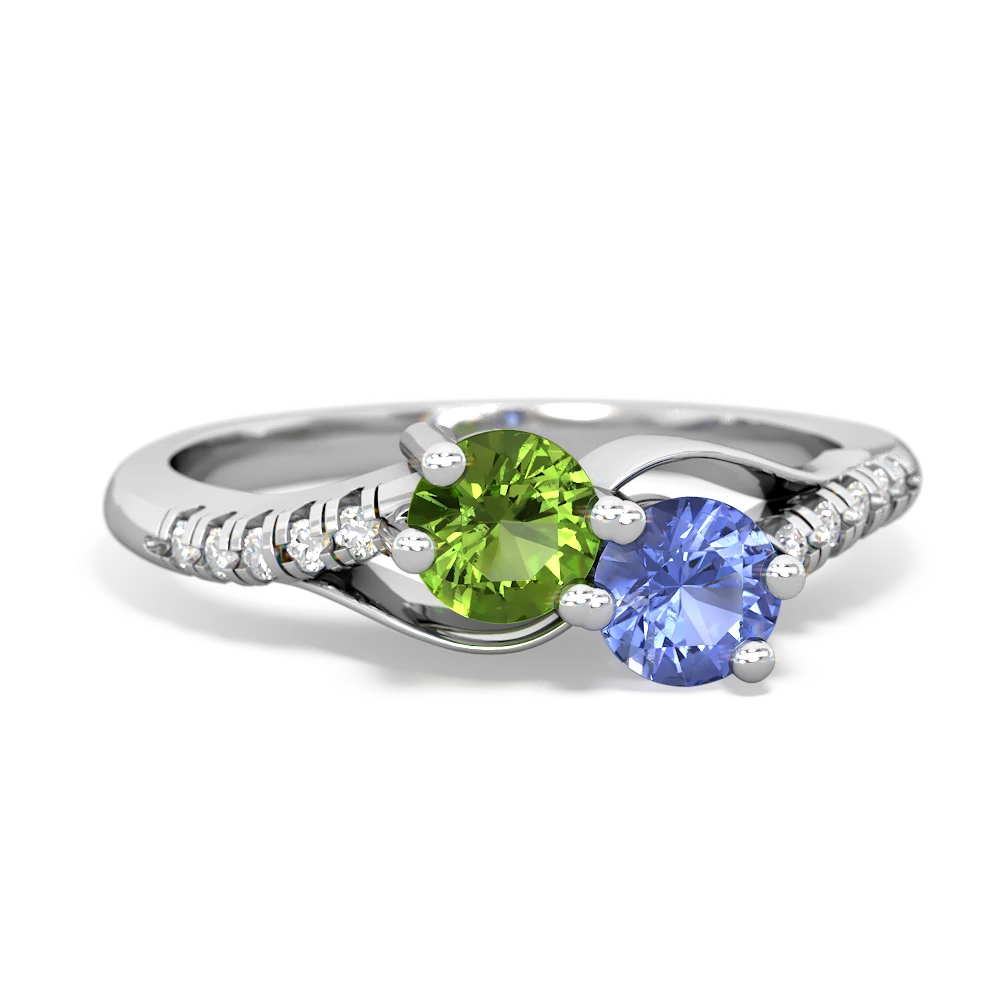 Peridot Infinity Pave Two Stone 14K White Gold ring R5285