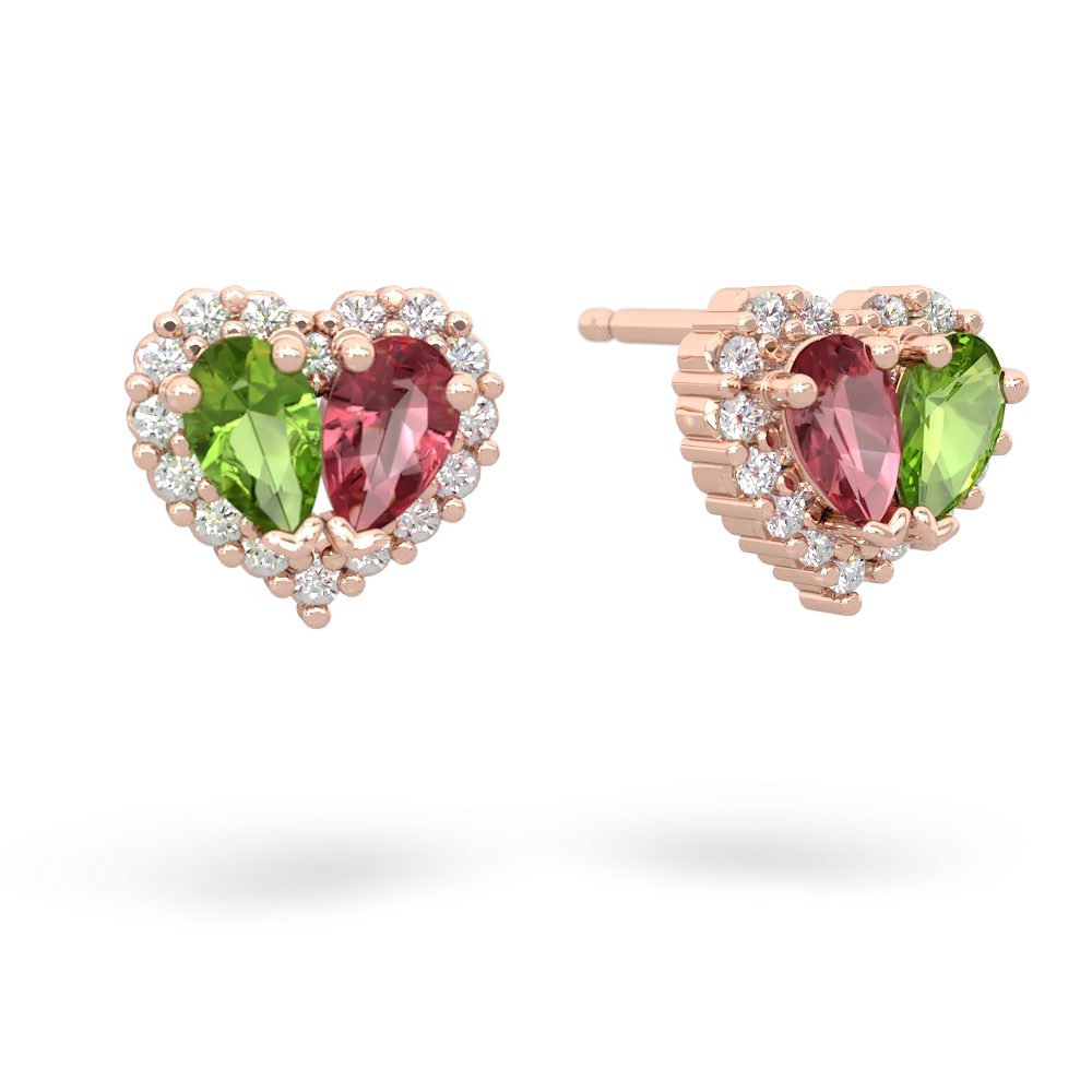 Peridot Halo 14K Rose Gold earrings E7008