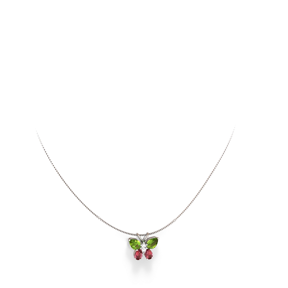 Peridot Butterfly 14K White Gold pendant P2215