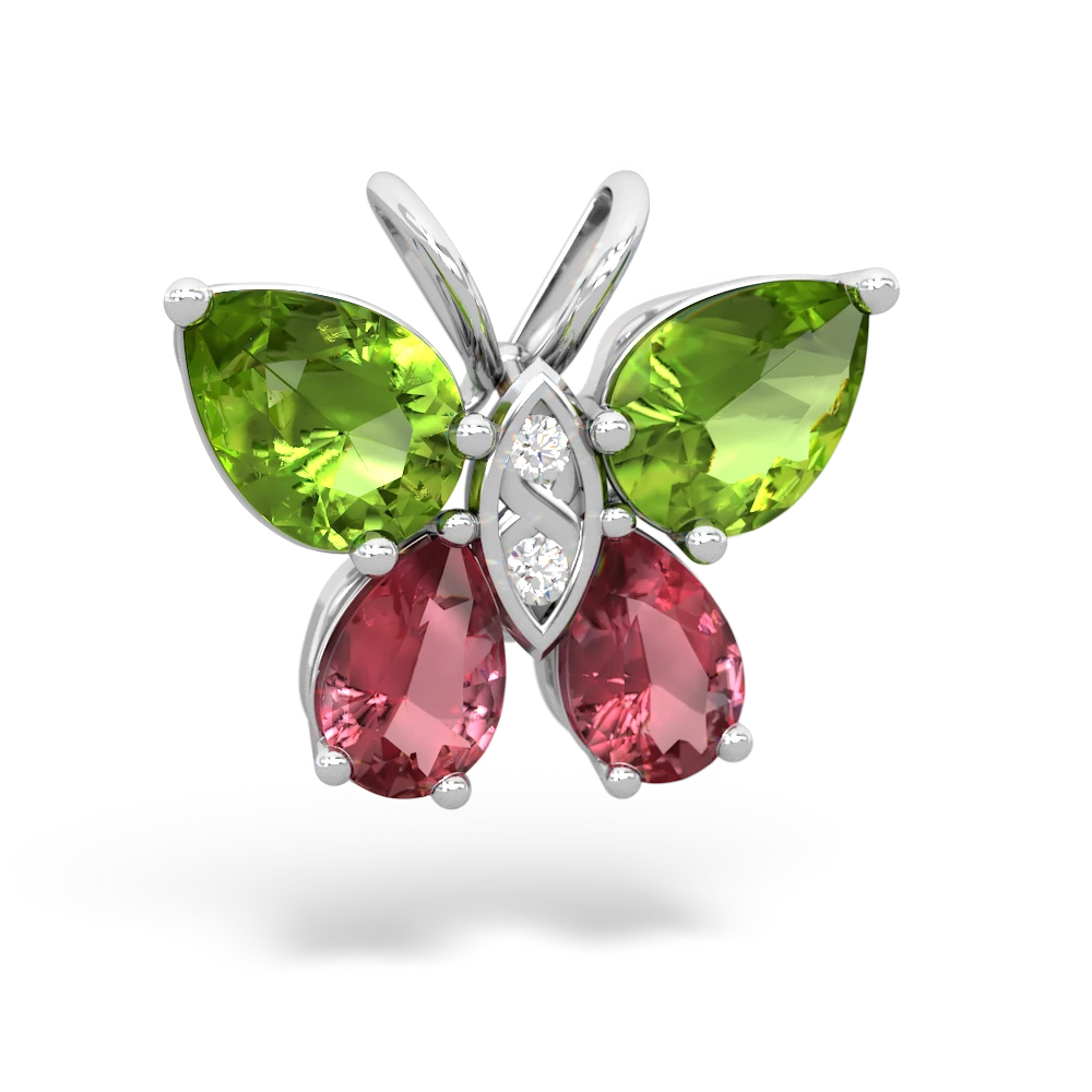 Peridot Butterfly 14K White Gold pendant P2215