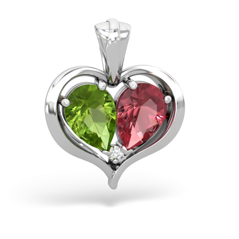 Peridot Two Become One 14K White Gold pendant P5330