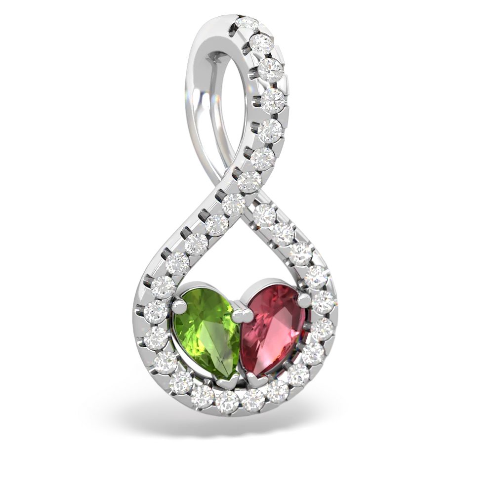 Peridot Pave Twist 'One Heart' 14K White Gold pendant P5360