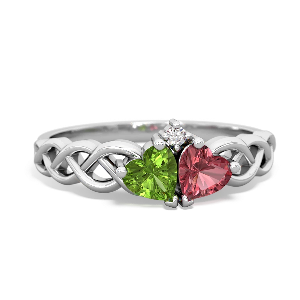 Peridot Heart To Heart Braid 14K White Gold ring R5870