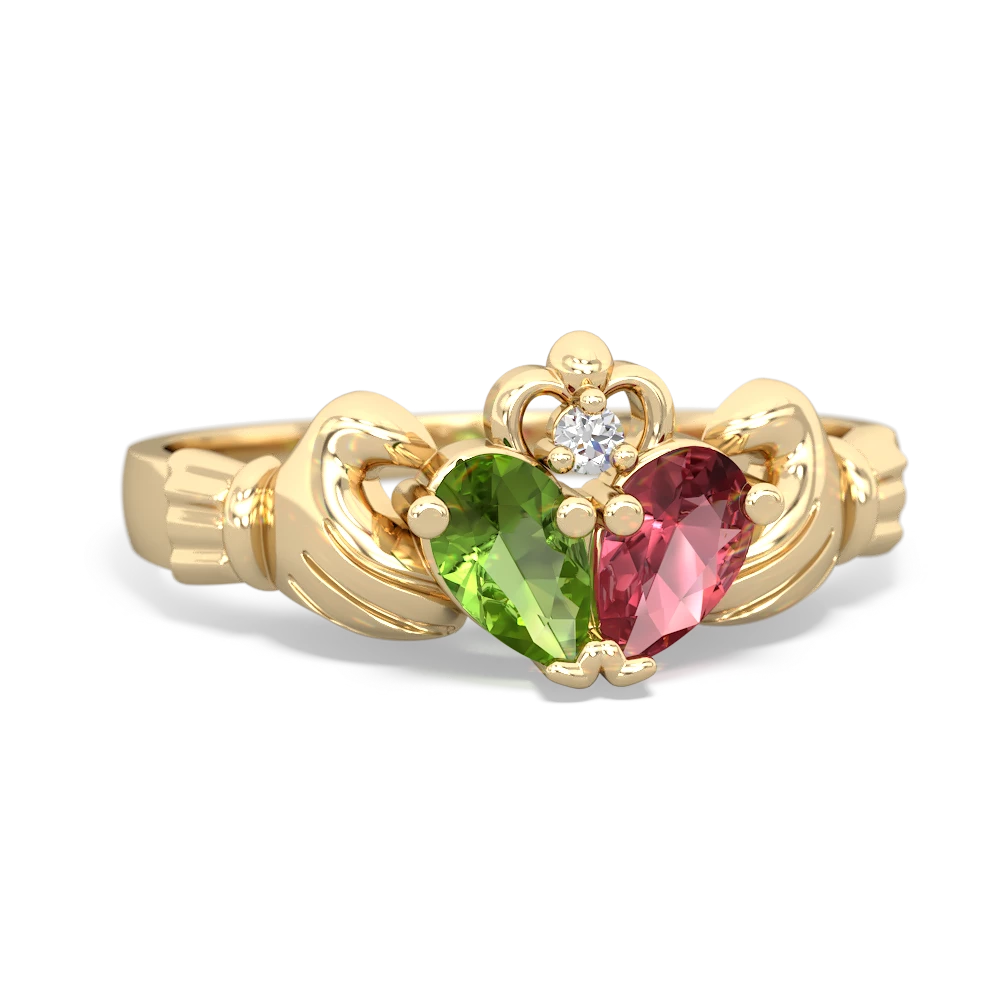 Peridot 'Our Heart' Claddagh 14K Yellow Gold ring R2388