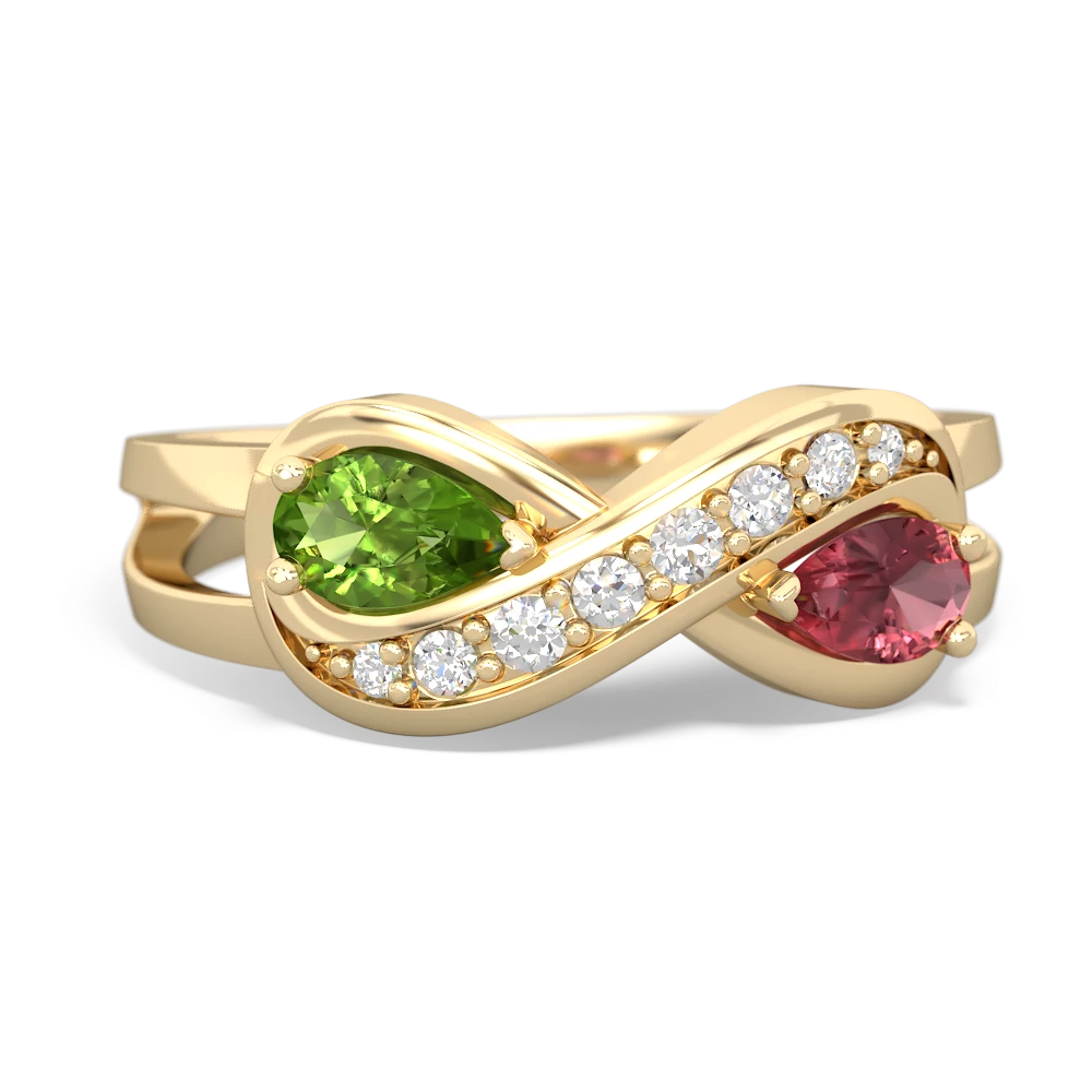 Peridot Diamond Infinity 14K Yellow Gold ring R5390