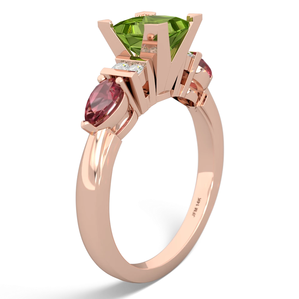 Peridot 6Mm Princess Eternal Embrace Engagement 14K Rose Gold ring C2002