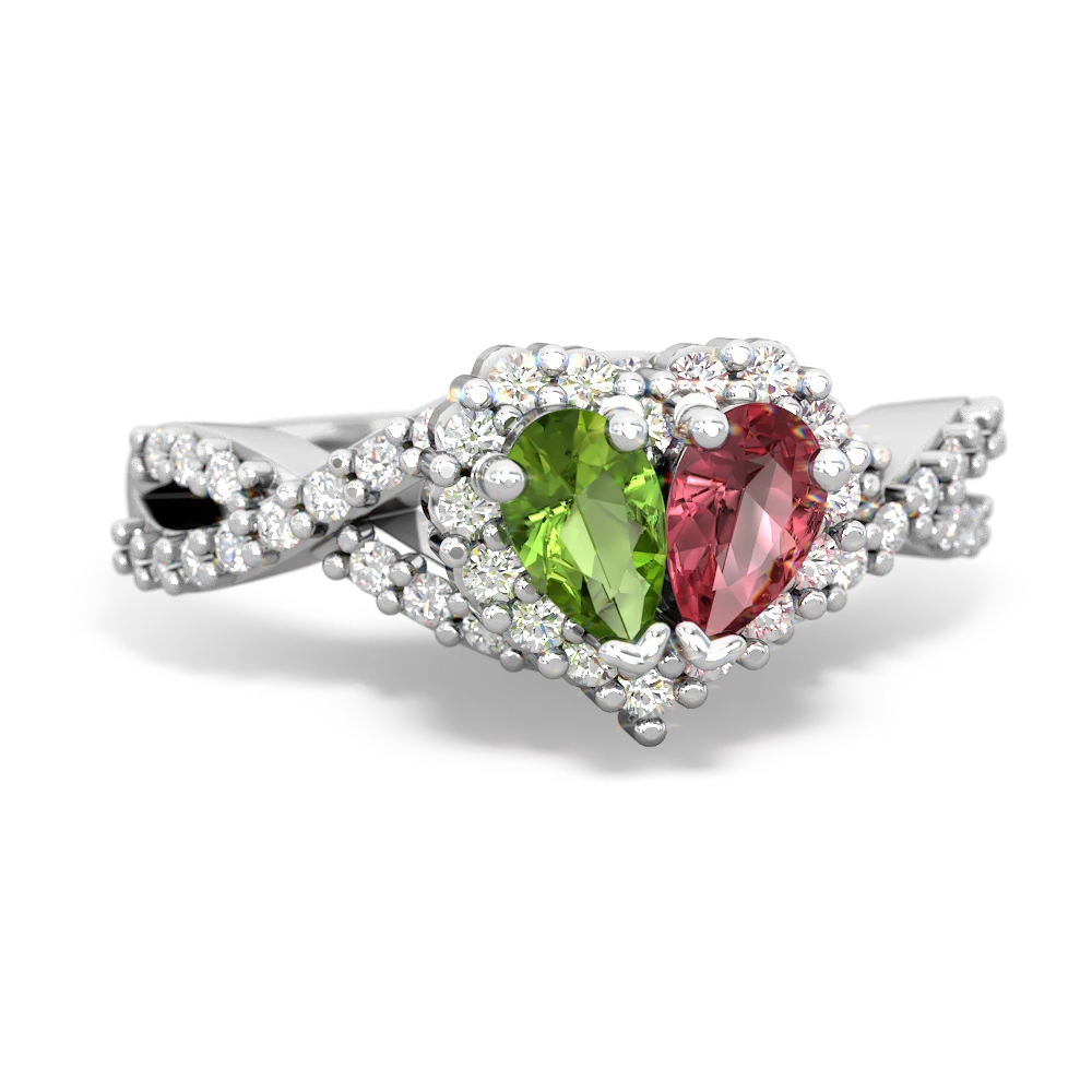 Peridot Diamond Twist 'One Heart' 14K White Gold ring R2640HRT